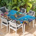thumbnail image 2 of Funny Diving Tiger Table Cloths for 6 Foot Rectangle Tables, Ocean Sea Coastal Coral Fish Marine Life Patio Waterproof Elastic Fitted Tablecloths, Washable Rectangular Table Cover for Camping, 2 of 8