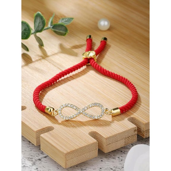QQTDFG Cubic Zirconia Infinity Decor Red Braided Bracelet Fashion Jewelry Accessories-default