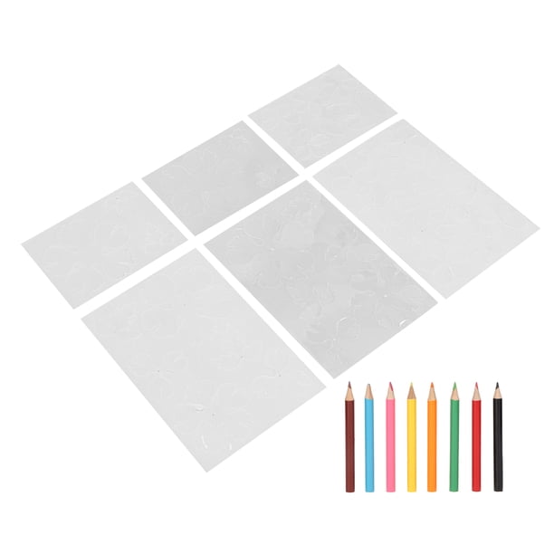 Papel termorretráctil de flores de 6 hojas con 8 lápices de colores, papel de película retráctil BOPS precortado de dos lados para principiantes