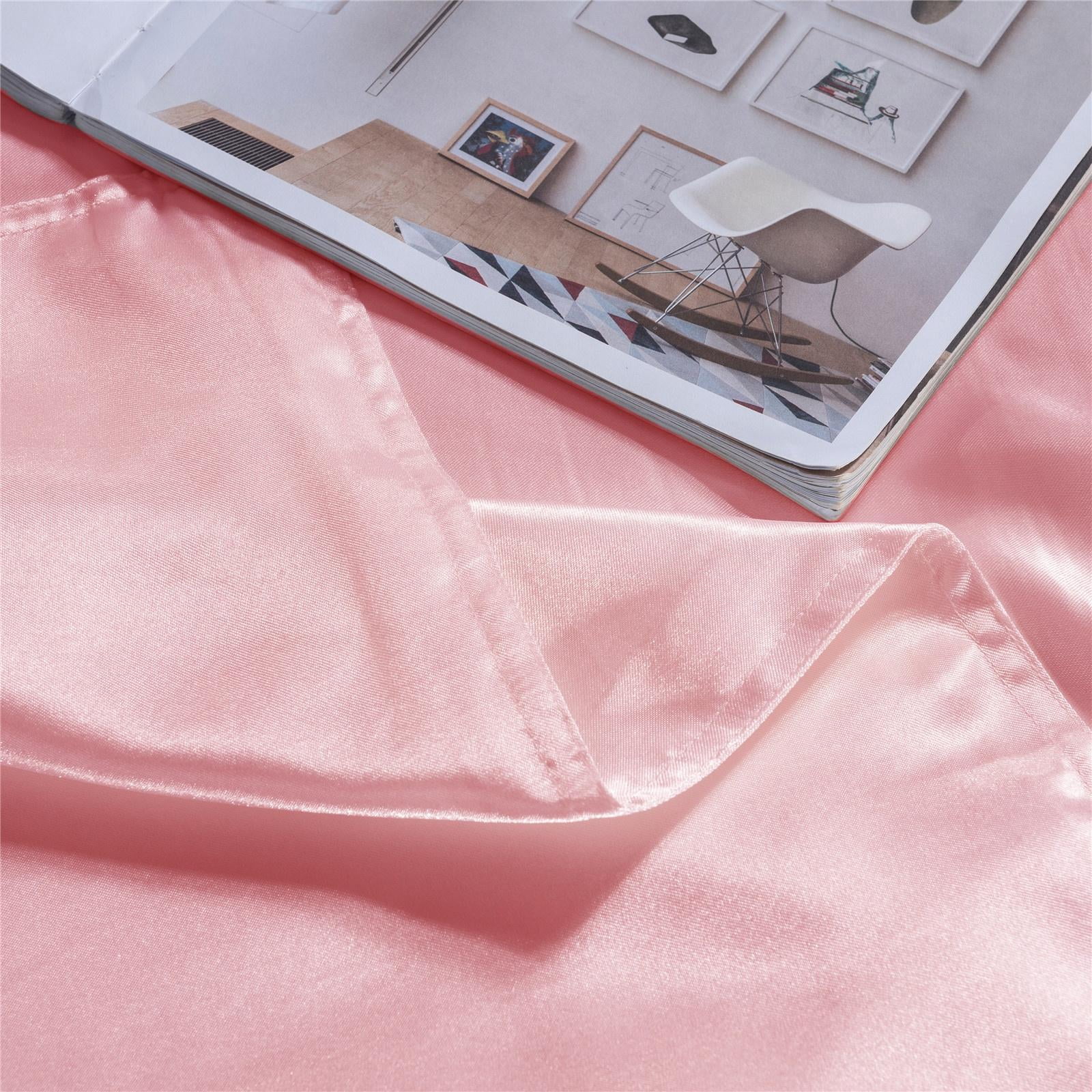 DBOZE 3 Pieces Satin Duvet Cover With Zipper Closure Bedding Sets 1800 Series Luxury Rich Silk Silky Super Soft Solid Color Reversible Honeymoon Wrinkle Free (King, Pink)