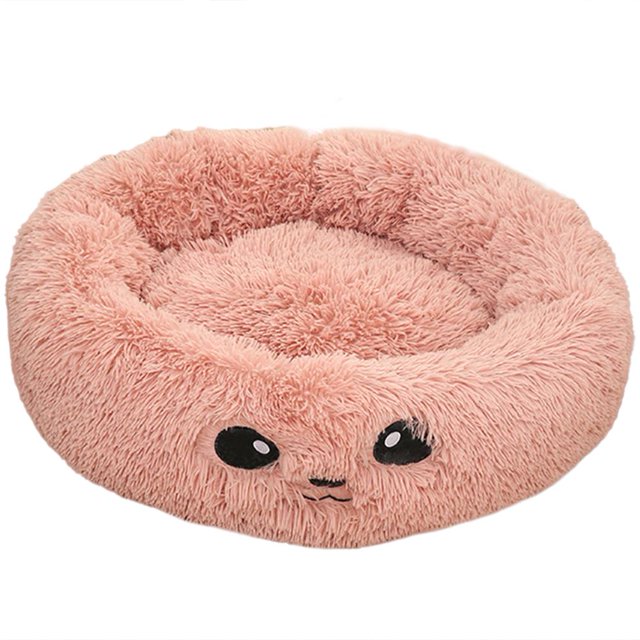 Wdftyju Cama portátil súper suave para mascotas perrera perro gato redondo invierno cálido peluche cachorro cojín Wdftyju 3uf2yv8nf8wm3fc8D09