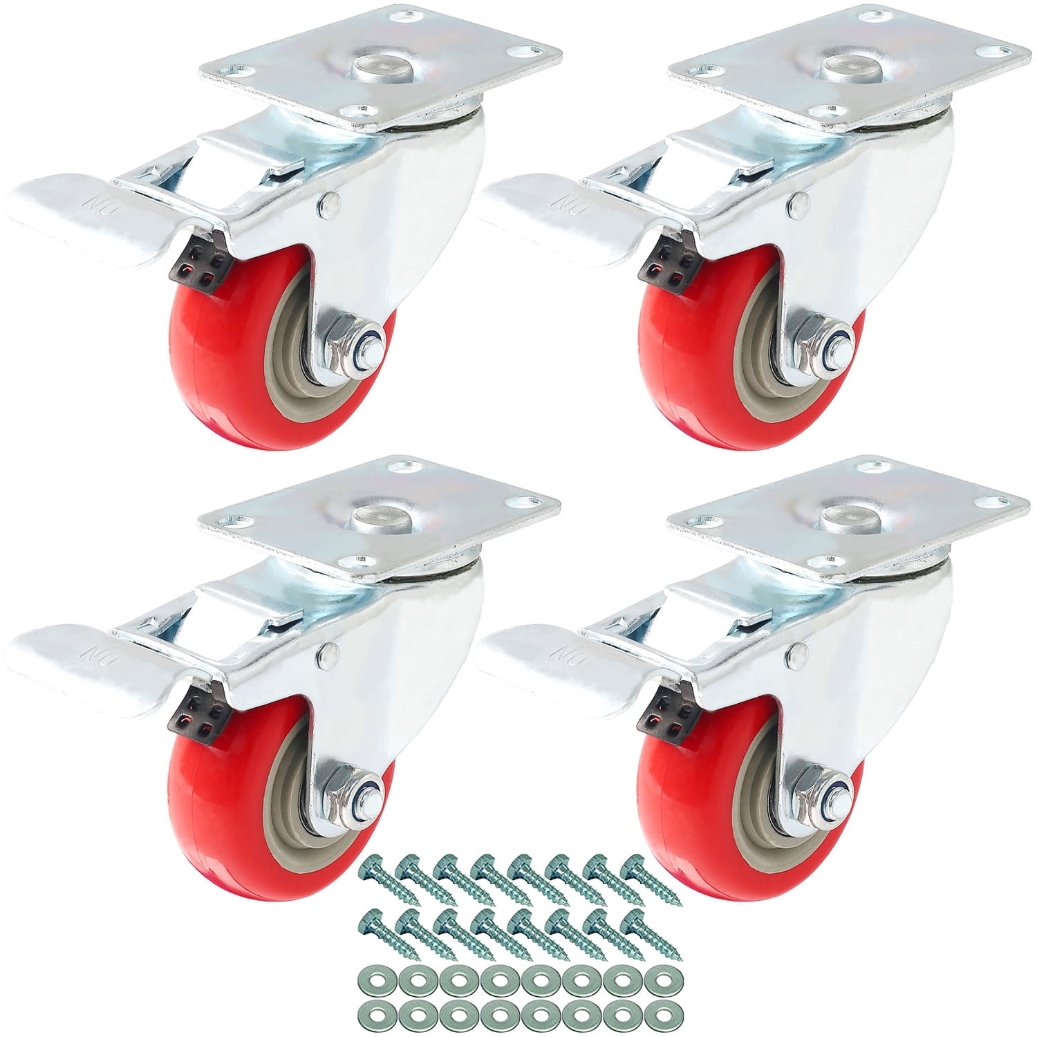 4 Pack Caster Wheels Swivel Plate With HD hardware Kit 5" No brake