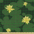 thumbnail image 2 of Ambesonne Lotus Flower Fabric by the Yard Upholstery, Purity, 3 Yards, Emerald Yellow, 2 of 5