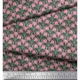 thumbnail image 2 of Soimoi Gray Rayon Fabric Leaves,Pink Floral & Ogee Damask Print Sewing Fabric BTY 42 Inch Wide, 2 of 3
