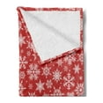 thumbnail image 2 of Holiday Soft Flannel Fleece Throw Blanket, Various Different Snowflakes with Rich Details Christmas Season in Wintertime, Cozy Plush for Indoor and Outdoor Use, 60" x 80", White Red, by Ambesonne, 2 of 5
