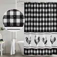 thumbnail image 5 of Farmhouse Black Plaid Shower Curtain, Waterproof Shower Curtains for Bathroom, Vintage Country Cock Checkered Washable Fabric Bathtub Curtain Set Bath Decor with 12 Hooks Stall 36"x72", 5 of 8