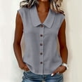 thumbnail image 2 of LNWUY Women's Wrinkle Free Sleeveless Button Down Shirts Blouses Solid Color Business Casual Loose Tank Tops for Work Gray XXXL, 2 of 7