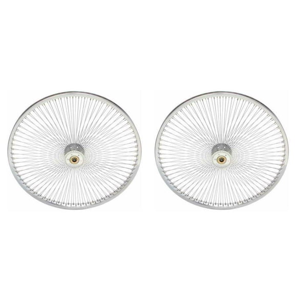 Two Chrome 24" 144 Spoke Hollow Hub Wheels for Trike.