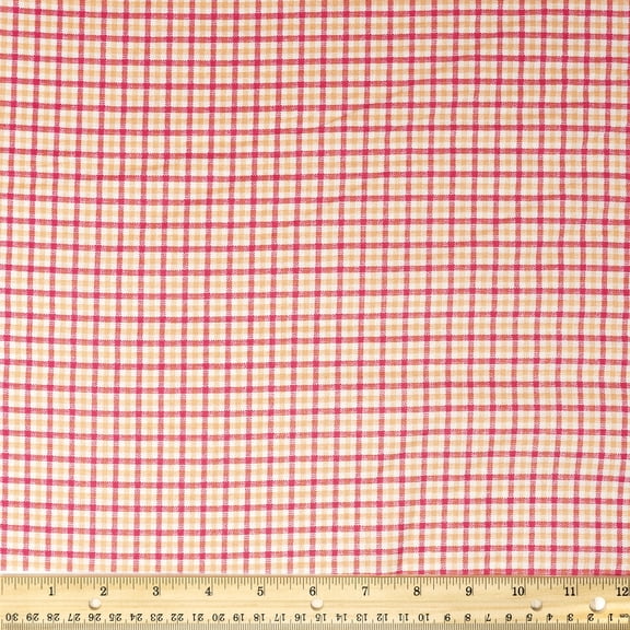 Waverly Inspirations By the Yard 100% Cotton Fabric Plaid, Coral, 44" Wide for Quilting & Sewing
