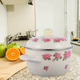 thumbnail image 2 of Olla esmaltada con asa y tapa, con estampado de flores, para sopa y comida, 2 of 6