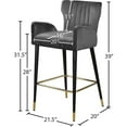 thumbnail image 5 of Meridian Furniture Luxe 28"H Velvet Counter Stool in Gray (Set of 2), 5 of 5