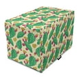 thumbnail image 1 of Succulent Dog Crate Cover, Cartoon Style Silhouettes of Cactus and Flowers, Easy to Use Pet Kennel Cover Small Dogs Puppies Kittens, 7 Sizes, Cream Sea Green, by Ambesonne, 1 of 1