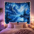 thumbnail image 2 of Mountain Lake Through Rocky Cave with Pine Trees, Majestic Fantasy Style for Nature Lovers, Mountain Wall Decor Housewarming Gift, Tapestry Wall Hanging for Bedroom and Dorm, 2 of 7