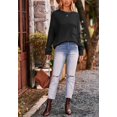 thumbnail image 3 of Soft Ribbed Knit Pocket Sweater Top Relaxed Loose Fit Oversized for Women Black Medium, 3 of 4