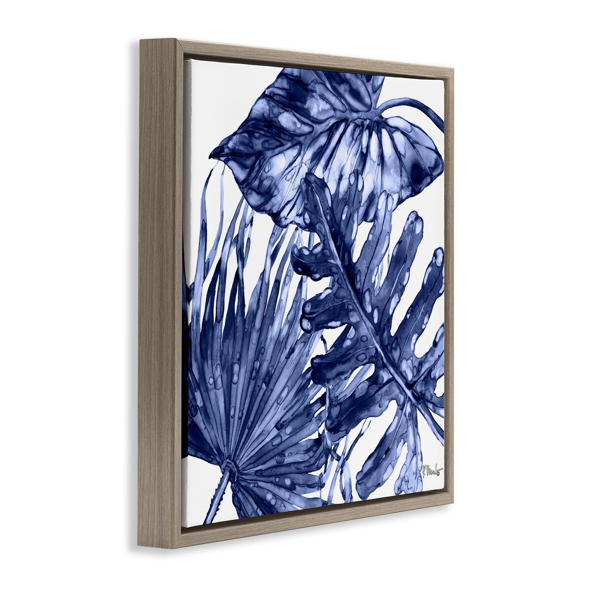 Stupell Industries Hued Palm Fronds Botanical & Floral Painting Brown Floater Framed Canvas Art Print Wall Art, 25 x 25
