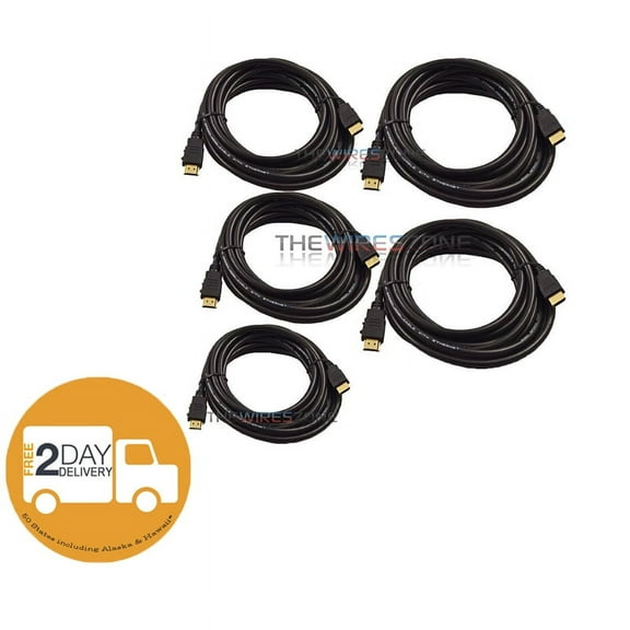 Male HDMI to HDMI 14ft AV Cable w/ Ethernet for HDTV DVD PC 1080p 1080i 4K 5/pk