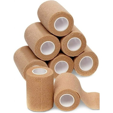 4-in Wide Self Adherent Cohesive Wrap Bandages (8 Pack), 5 yds Self Adhesive Bandage Wrap, Brown Athletic Tape, Hand & Wrist Wraps, Ankle wrap, Premium-Grade Medical Stretch Wrap, Non Woven Wrap