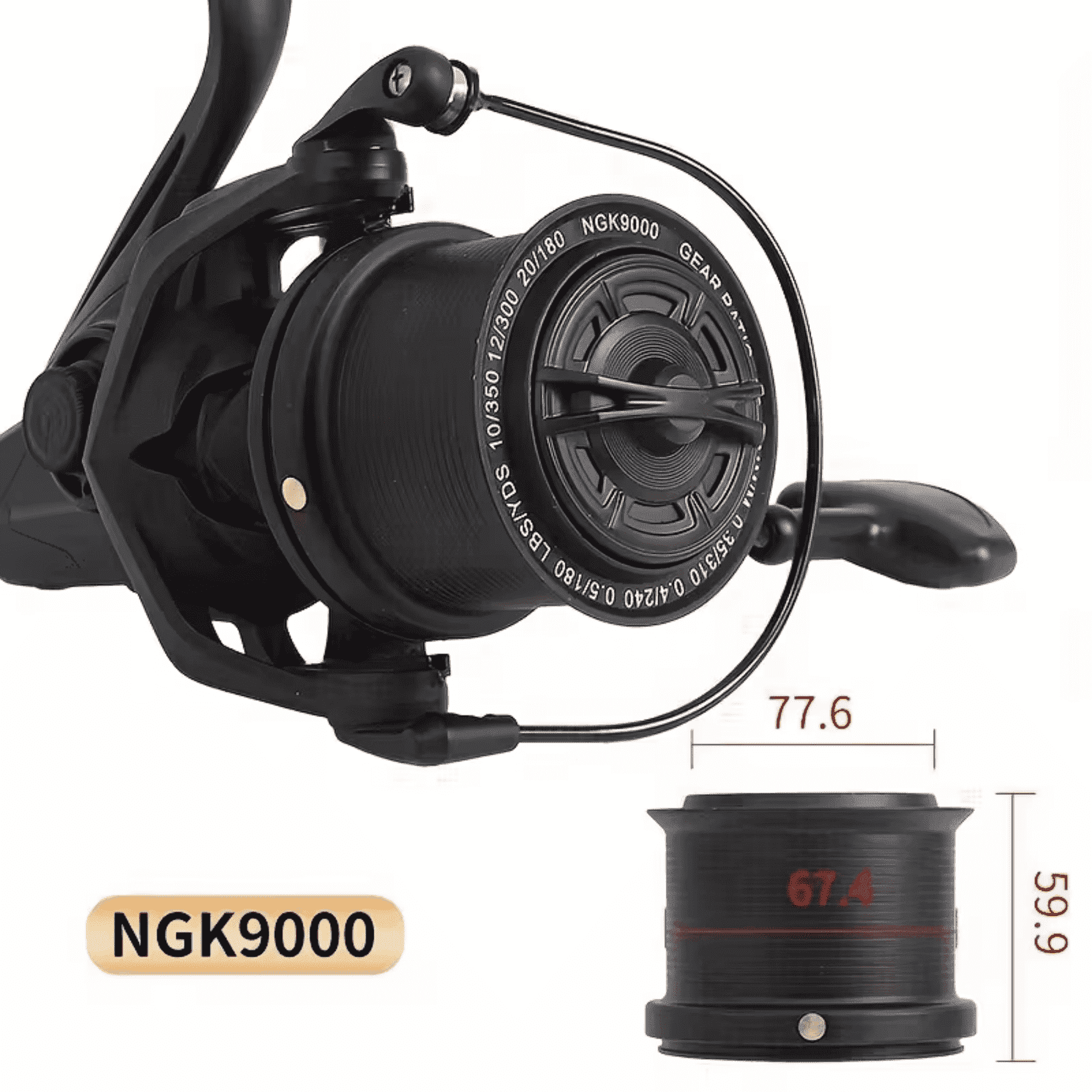 Charefin 9000 Monster Spinning Reel Heavy-Duty Saltwater Reel Stainless Steel Ambidextrous 4.7:1 Gear Ratio