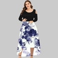 thumbnail image 1 of LSLJS Plus Size Women Sexy Round Neck Off Shoulder Floral Printed Strapless Gradient Splicing Long Sleeve Pullover Irregular Hem, Cocktail Dresses for Women Evening Party, 1 of 4