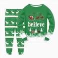 thumbnail image 2 of NOLDARESToddler Boys Girls Christmas Printed Pajamas Kids 2 Piece Train Kids Pjs Sleepwear Clothes Set X111-Green, 2 of 5