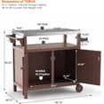 thumbnail image 6 of Grill Cart, Rolling Outdoor Grill Table Kitchen Island with Storage Cabinet and Hooks, Portable Dining Cart Table with Stainless Steel Top and Wheels for Garden, Lawn, Backyard, Patio, Gray, 6 of 10