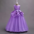 thumbnail image 5 of WPPGONE Girls 3D Flower Applique Tiered Gown Sleeveless Multi Layer Tulle Princess Formal Long Dress Dreamy Wedding Flower Girl First Communion School Evening Party Ball Gown Big Girls Dresses, 5 of 6