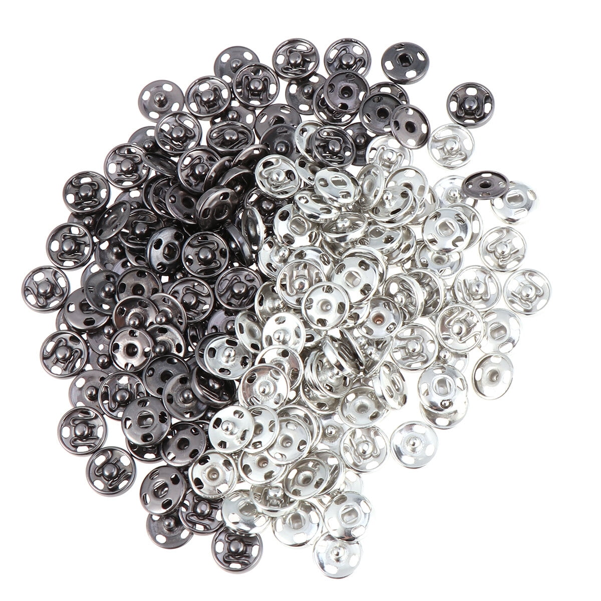 100 Pcs 10mm Black and Silver Metal Buckle Invisible Button Handcraft