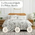 thumbnail image 2 of Southshore Fine Living, Inc. Oversized King Quilt Bedding Set with Two Matching Quilted Pillow Shams, Bayberry Collection, All Season Floral California/King Bed Spread Set, Summer Coverlet, Ivory, 2 of 8