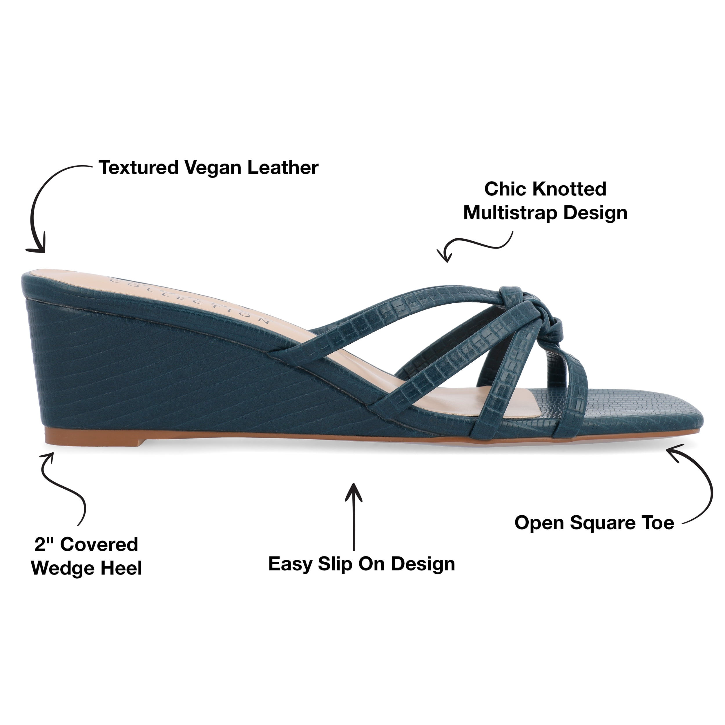 Journee Collection Womens Blayke Multi Strap Slip On Wedge Sandals