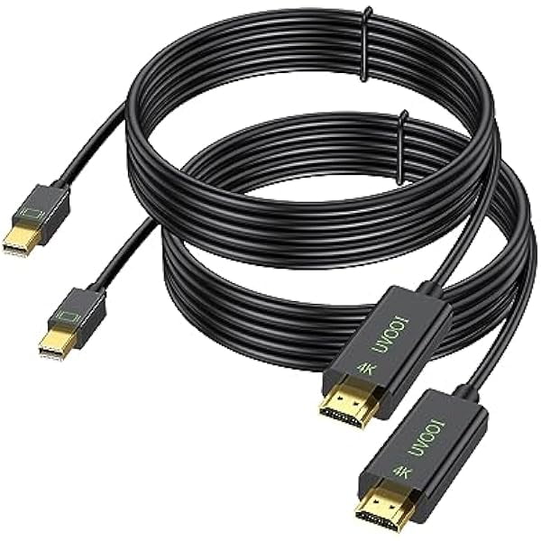 wonima11 Mini DisplayPort to HDMI Cable 4K 10 Feet (2-Pack), Mini DP to HDMI Cable Cord (Thunderbolt Compatible with MacBook Air/Pro, Surface Pro/Dock) for HDTV, Projector, Monitor