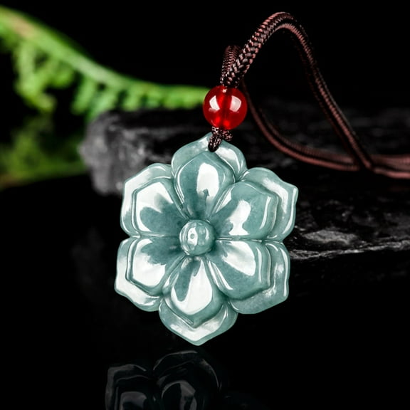 Lucky Six Flower Pendant Real Grade A Natural Blue Jade Jadeite Women