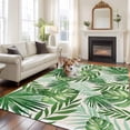 thumbnail image 2 of Tropical Palm Leaves Area Rugs 5'x7', Small Throw Rugs for Laundry Room Playroom, Green Monstera Leaf Plants Summer Beige Indoor Outdoor Rug Non-Slip Low Pile Carpet Runner Reversible Floor Mats, 2 of 8