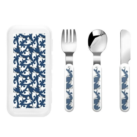 

Lukts Shark for Children s Knife Fork and Spoon Three-Piece Set Stainless Steel Children and Toddler Safety Cutlery with Outer Box