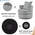thumbnail image 5 of Swivel Barrel Chair, Modern Velvet Upholstered Single Sofa Chair with Movable Pillow, 360° Swivel Round Barrel Chair Accent Leisure Chair, Lounge Club Chair for Living Room Bedroom Reception Room Gray, 5 of 7