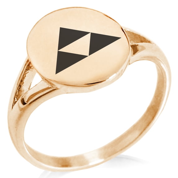 Stainless Steel Houjou Samurai Crest Minimalist Oval Top Polished Statement Signet Ring