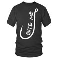 thumbnail image 2 of Camisetas divertidas "Bite Me" con anzuelo de pesca. Edición limitada. Colección de camisetas gráficas de manga corta para hombre. Camiseta negra para adultos, hombres, mujeres, adolescentes, jóvenes, 2 of 9