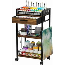Rolling Cart - Metal Utility Cart with Storage Drawer and Wheels, Versatile Art & Craft Organizer for Home, Office, or Studio Ideal for Storing BrushesPaints