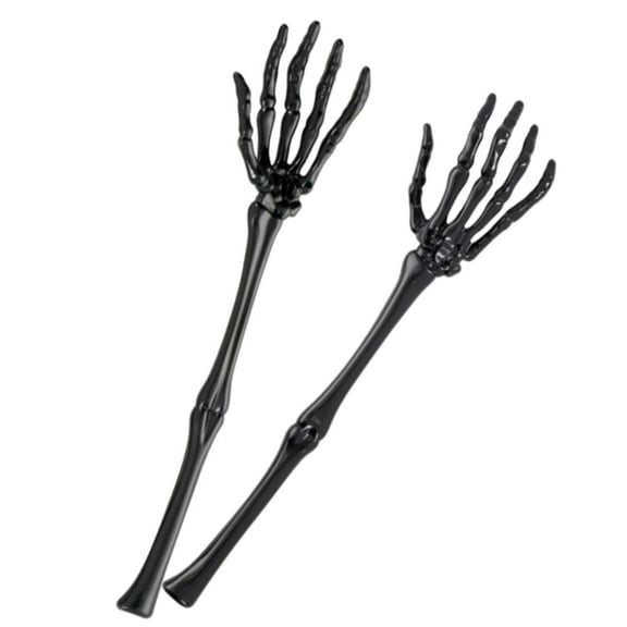 Black Skeleton Tongs, 12.875 in. Halloween Spooky Serving Utensils Pack of 2 Party Decoration Dinnerware Themed Table Setting Supplies