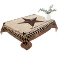 thumbnail image 2 of Western Star Brown Table Cloth Waterproof Tablecloths, Texas Stars Retro Farmhouse Buffalo Plaid Tablecloth Dining Table Cover for Kitchen Party Tabletop Outdoor, Rectangle Tablecloth 52x70 Inch, 2 of 9