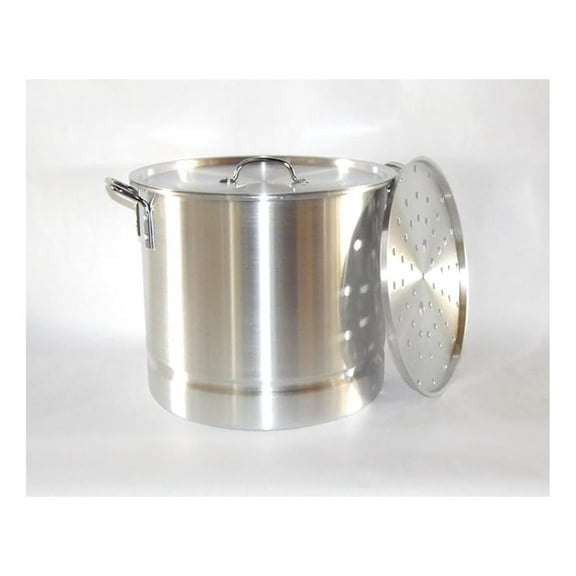 Aluminum Stock Pot w/Steamer Rack and Lid 24 QT Quart 6 Gal