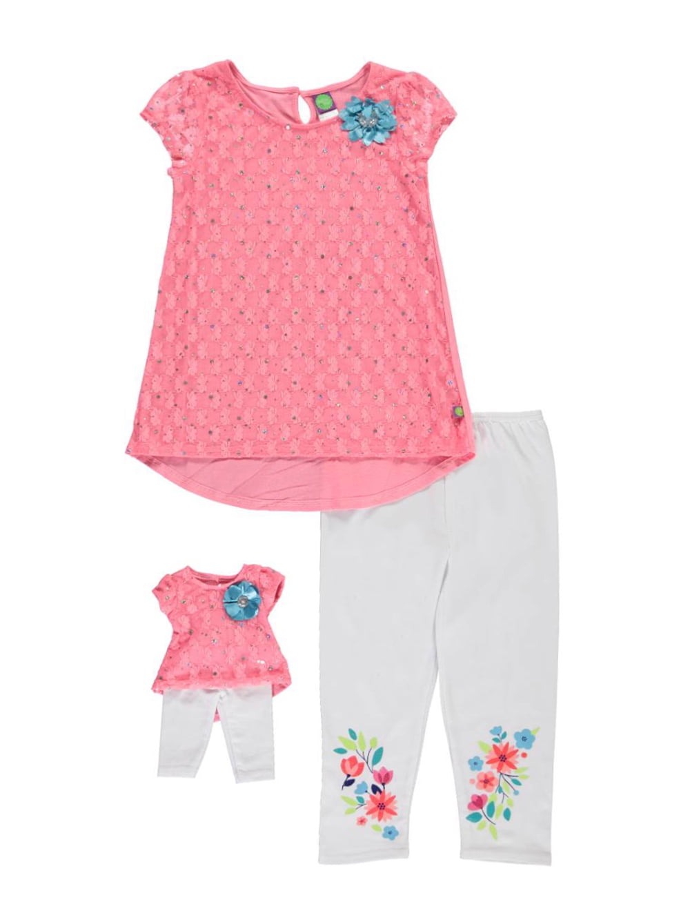 Dollie & Me Big Girls' "Peachy Keen" 2Piece Outfit with Doll Outfit (Sizes 7 16) coral