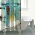thumbnail image 4 of Ensemble de Rideau de Douche avec Doublure à Boutons-Pression, Galerie d'Art Bleu Marine Vert (2) Rideaux de Douche Doublure de Douche Réutilisable, Rideau de Bain Simple en Polyester, 72x72 Pouces, 4 of 4