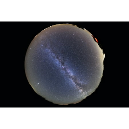 Fish-eye lens view of sky with Milky Way Stretched Canvas - Alan DyerStocktrek Images (18 x (Best Lens For Milky Way)