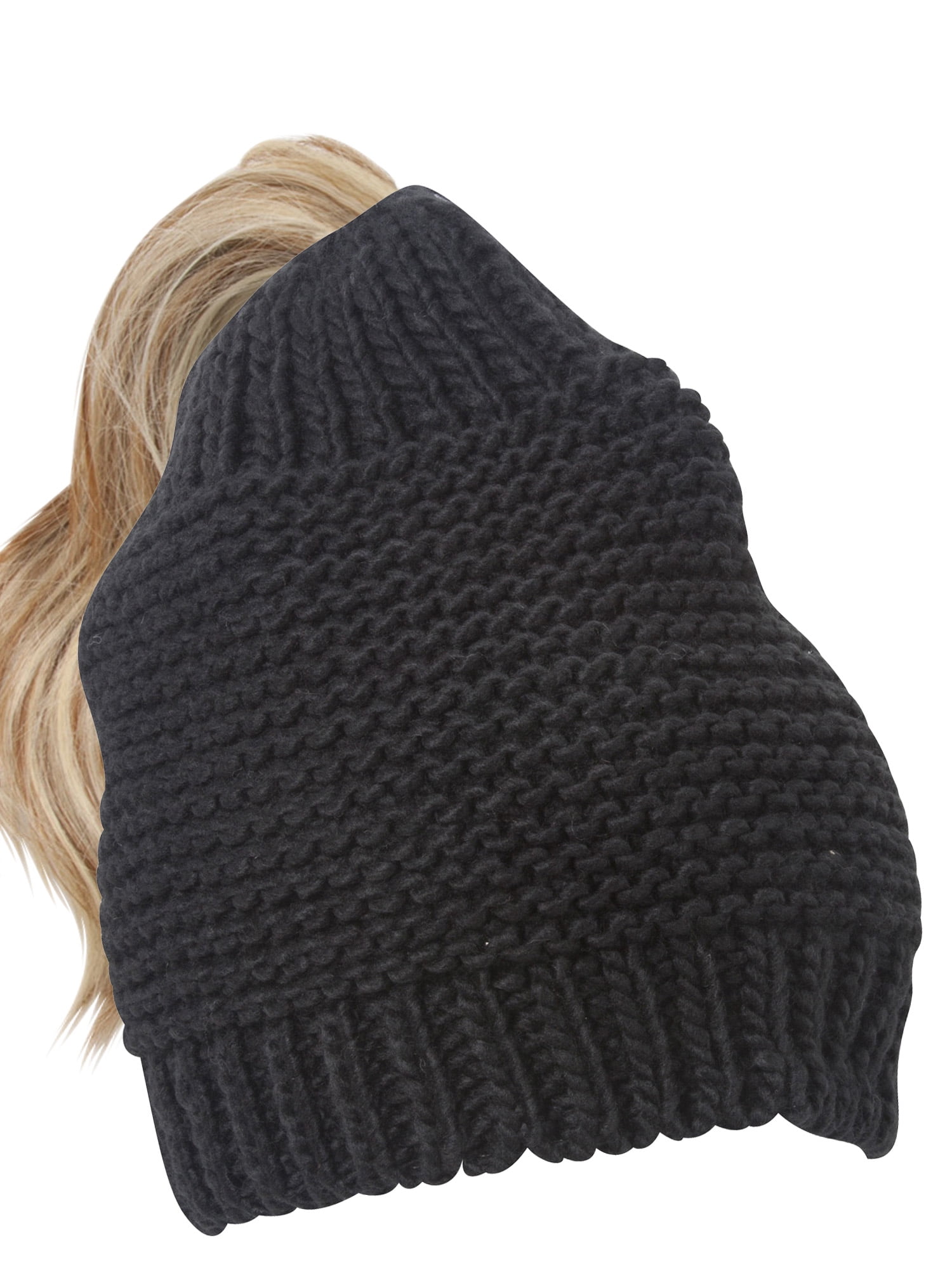 Womens Fitted Elastic Ponytail Knitted 