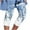 Light Blue, variant on Elainilye Fashion Capris for Women Summer Casual Drawstring Printed Cropped Pants Loungewear,Black