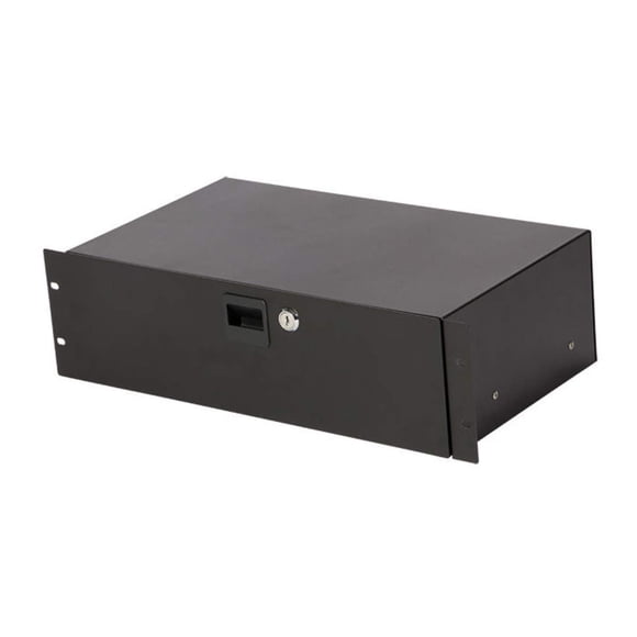 Cajón tipo rack OnStage RDLS3000 3U con cierre, poco profundo, negro