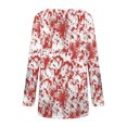 thumbnail image 4 of Odeerbi Halloween Vintage Graphic Shirts for Women Long Sleeve Retro Blouse Summer Fashion Casual Print Round Neck Loose T-shirt Tops Burgundy, 4 of 5