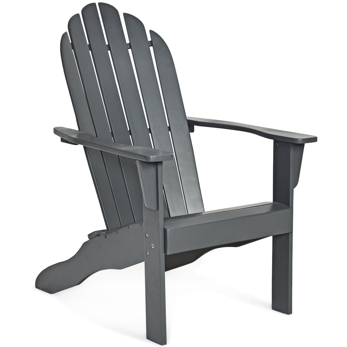 Costway Outdoor Adirondack Chair Accent Chair Solid Wood sturdy Patio Garden Deck Furniture Gray