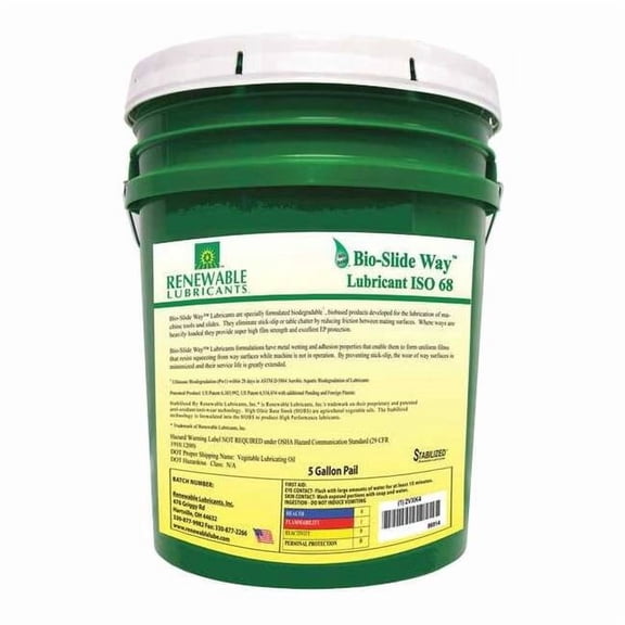 Renewable Lubricants Slide Way Oil, Bio-SW, 5 gal., ISO 68 86914
