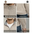 thumbnail image 5 of FEDTOSING Quarter Zip Pullover Sweater Men Vintage Fall V Neck Long Sleeve Polo Fleece Jacket, 5 of 7